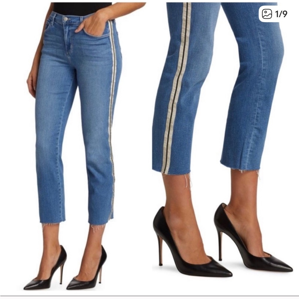 L'Agence Sada High Rise Crop Slim Dover Blue Jeans Size 30